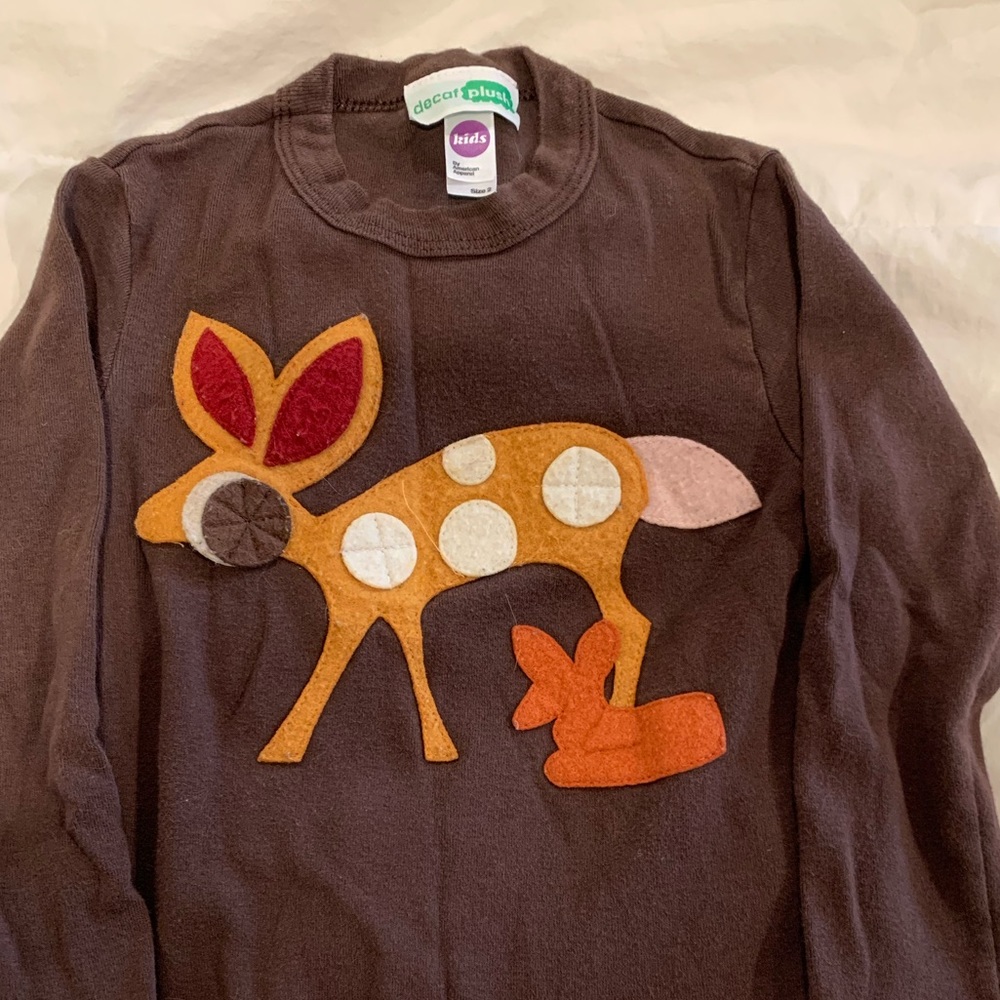Adorable long sleeve felt deer shirt